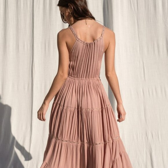 TIERED RUFFLE MAXI DRESS (ASH ROSE) - Picture 5 of 6